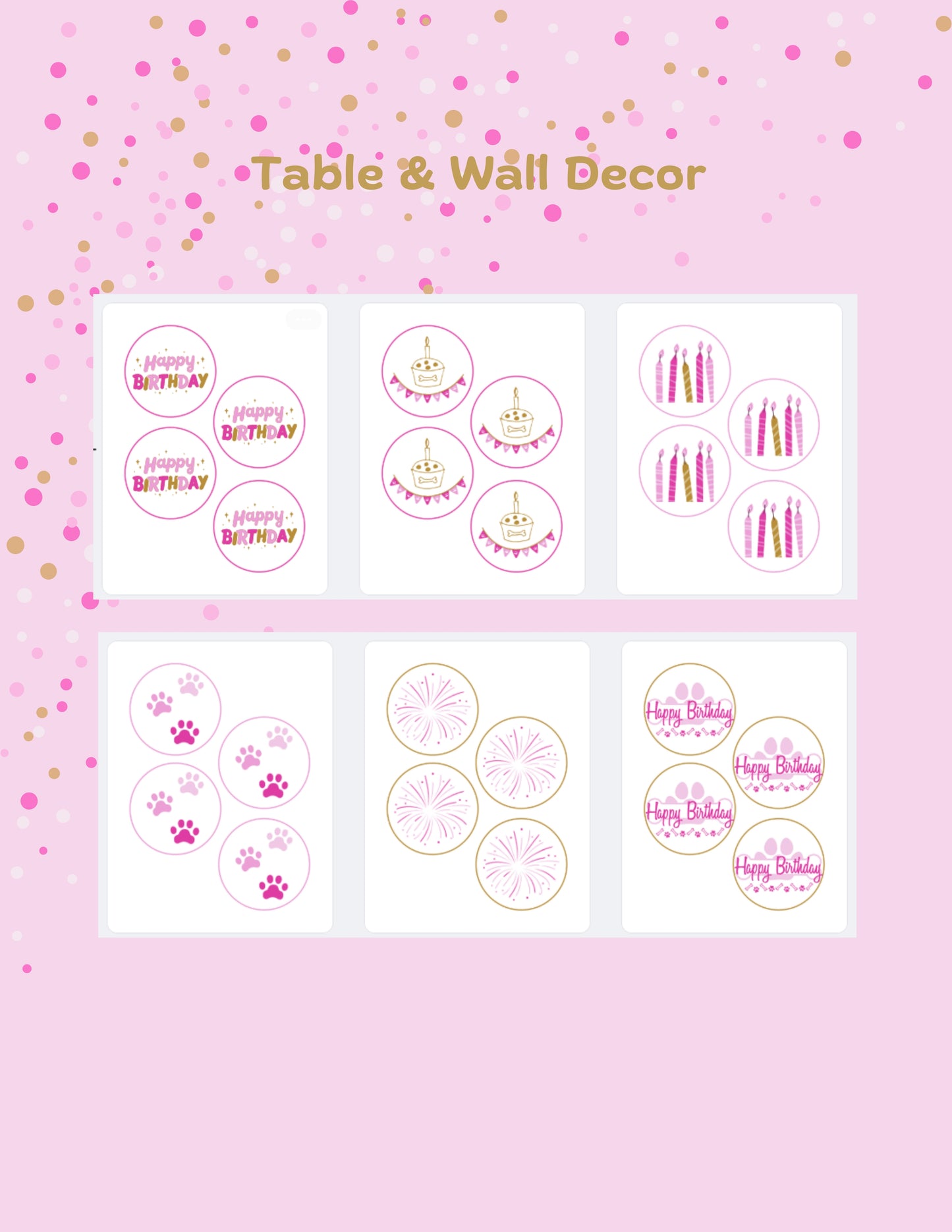 Printable Pet Birthday Decor- Pink