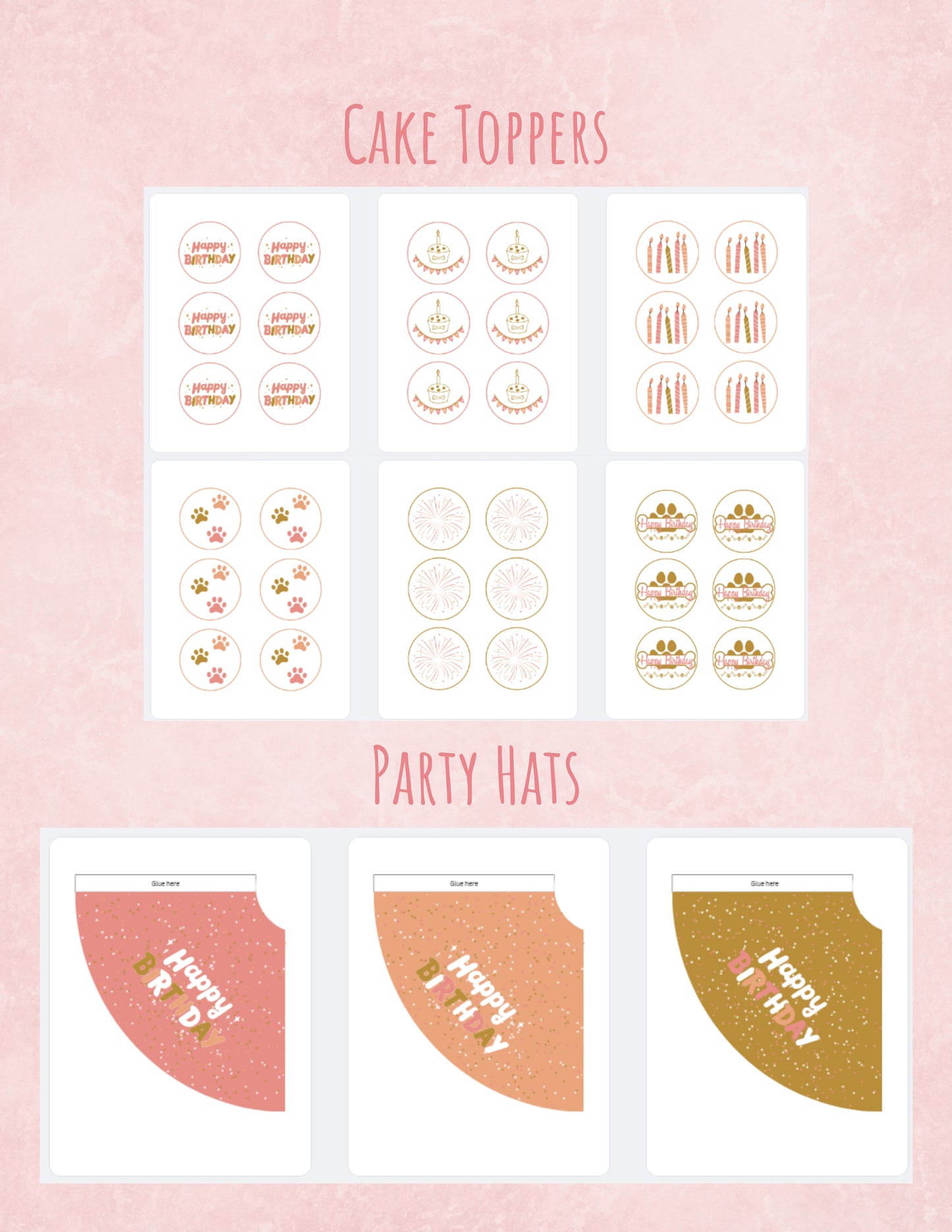 Printable Pet Birthday Decor- Blush