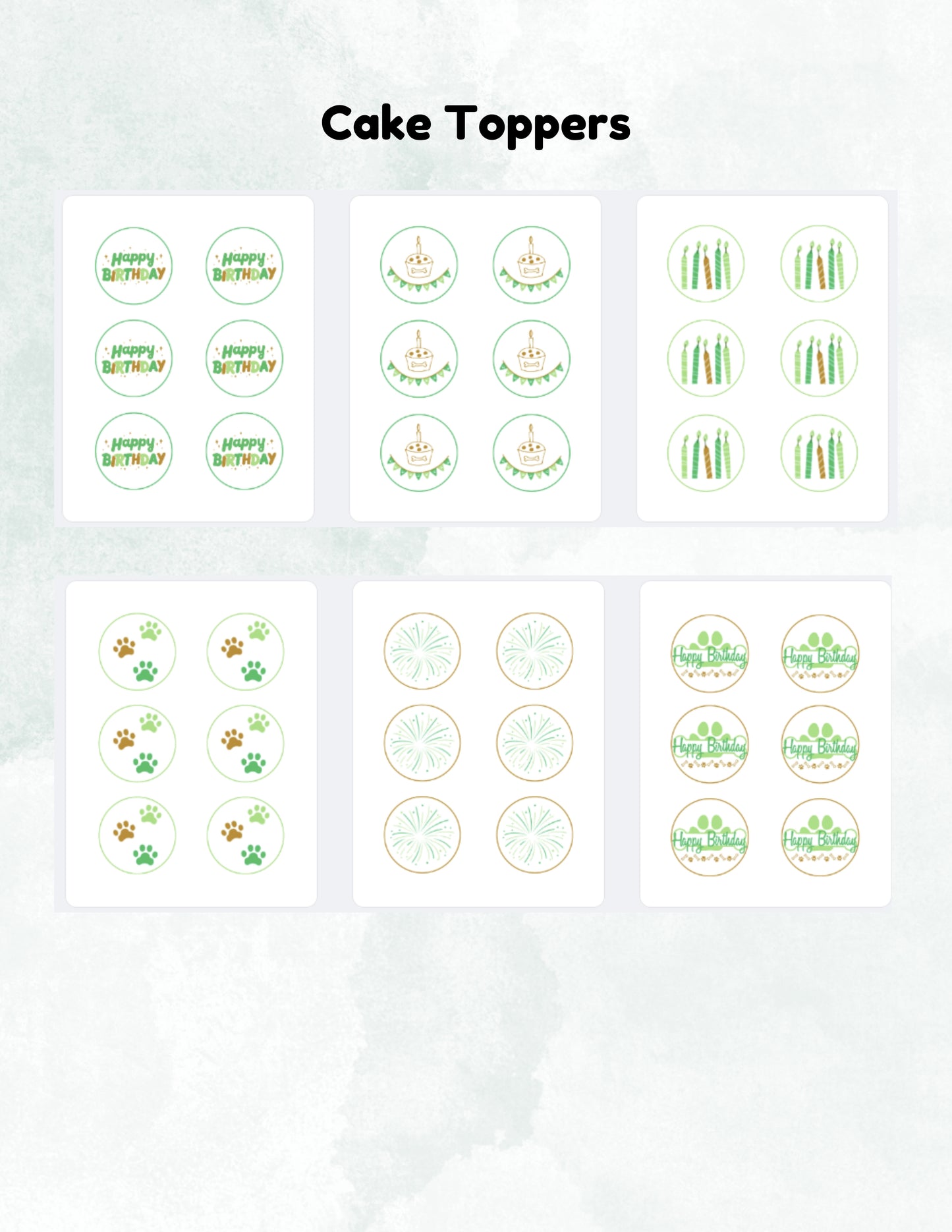 Printable Pet Birthday Decor- Green