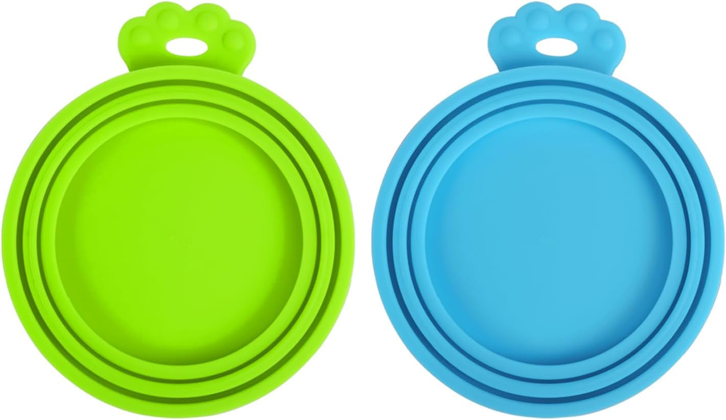 5 Pack Silicone Pet Can Cover Lids, Universal Size for Dog Cat Food, 1 Fit 3 Standard Size Can Tops, BPA Free Dishwasher Safe (Blue, Green, Orange, Pink, Yellow)
