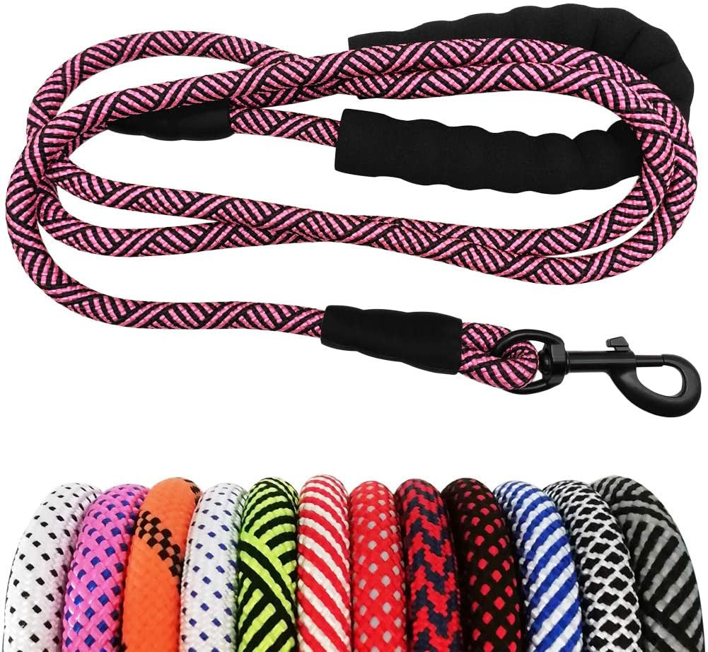 Heavy Duty Rope Dog Leash, Nylon Pet Leash, Soft Padded Handle Thick Lead Leashes