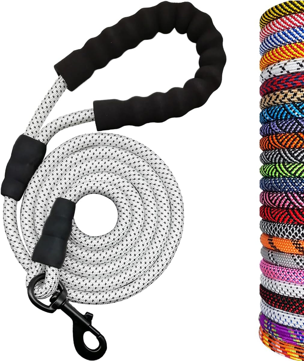 Heavy Duty Rope Dog Leash, Nylon Pet Leash, Soft Padded Handle Thick Lead Leashes