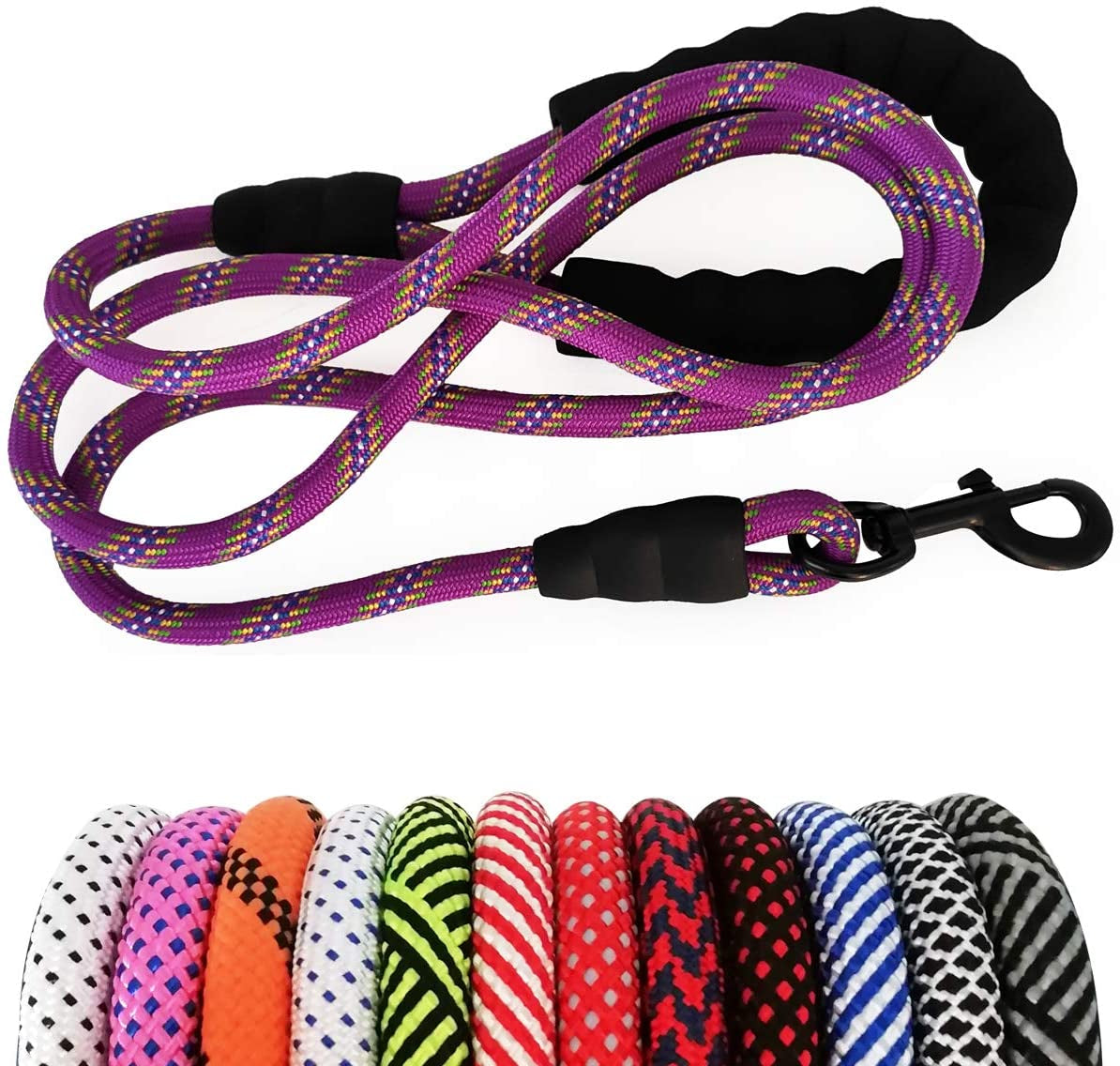 Heavy Duty Rope Dog Leash, Nylon Pet Leash, Soft Padded Handle Thick Lead Leashes