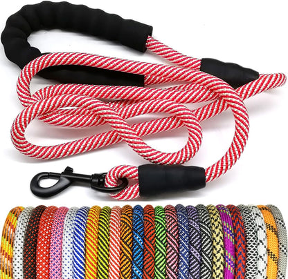 Heavy Duty Rope Dog Leash, Nylon Pet Leash, Soft Padded Handle Thick Lead Leashes