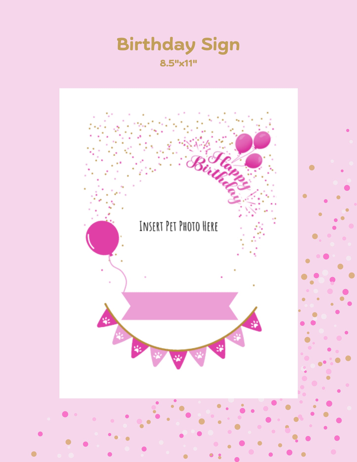 Printable Pet Birthday Decor- Pink