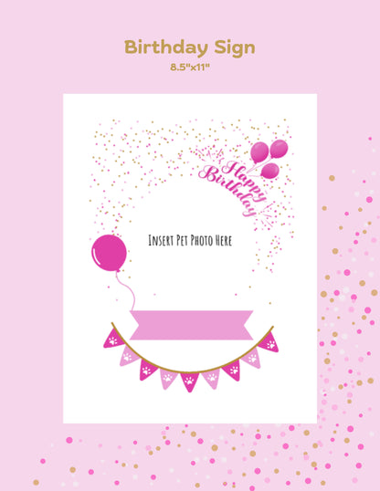 Printable Pet Birthday Decor- Pink
