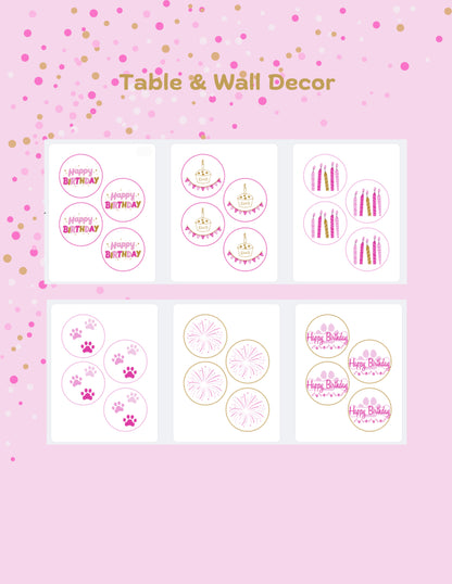 Printable Pet Birthday Decor- Pink