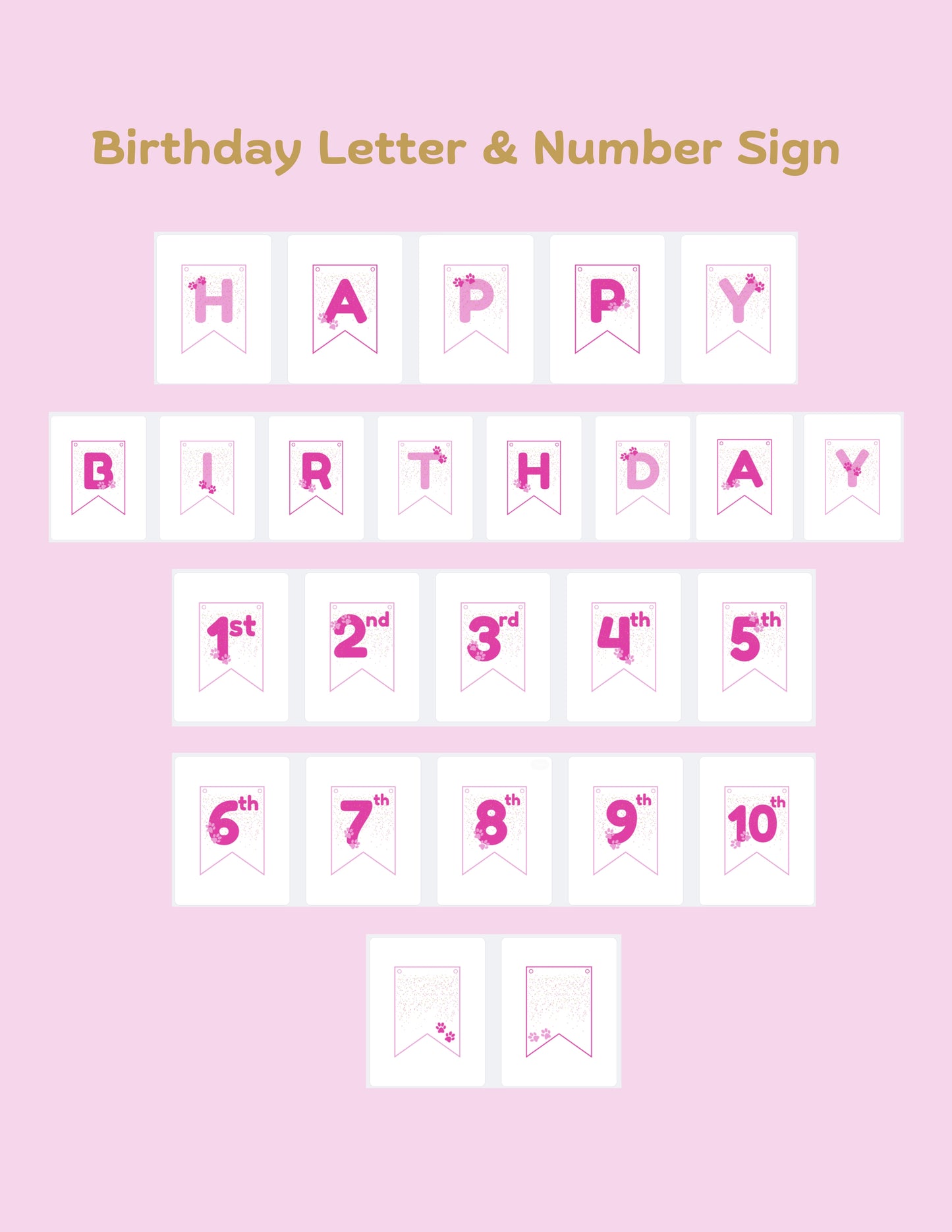Printable Pet Birthday Decor- Pink
