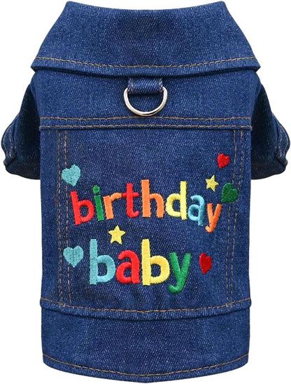 Cool Dog Jean Jacket Small Puppy Outfits Frenchie Clothes Denim Coats for Small Medium Dogs Cats Boys Girls Pet Vest Dog Shirt Clothing Doggy Costume (Blue, Xs（Suggest 2-4 Lbs）)