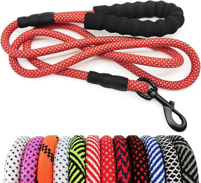 Heavy Duty Rope Dog Leash, Nylon Pet Leash, Soft Padded Handle Thick Lead Leashes