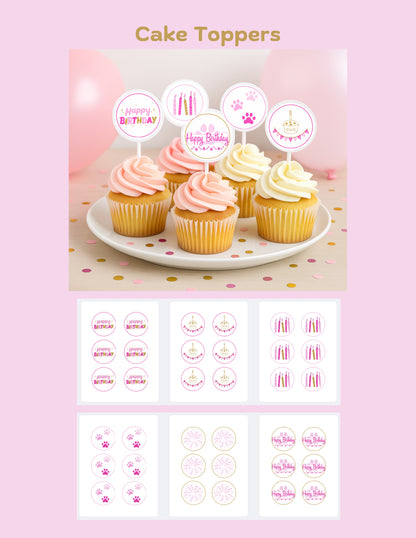 Printable Pet Birthday Decor- Pink