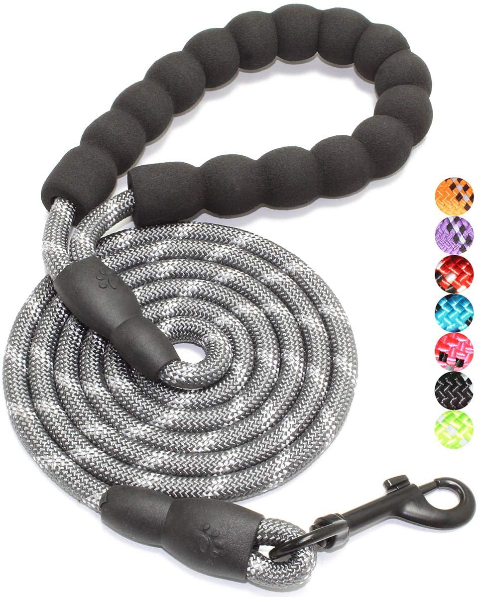 2/4/5/6 FT Dog Leash with Comfortable Padded Handle and Highly Reflective Threads for Small Medium and Large Dogs (5FT-1/2'', Black)