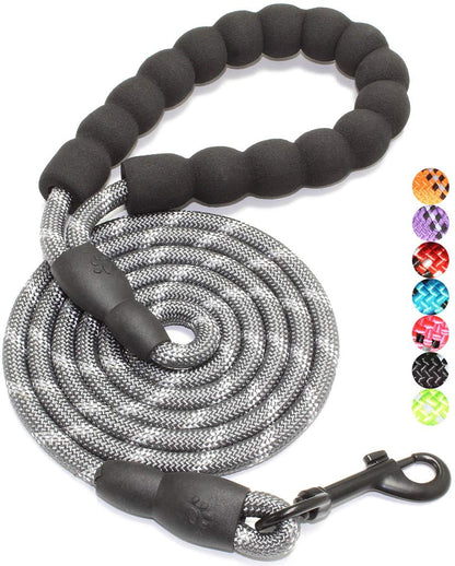 2/4/5/6 FT Dog Leash with Comfortable Padded Handle and Highly Reflective Threads for Small Medium and Large Dogs (5FT-1/2'', Black)