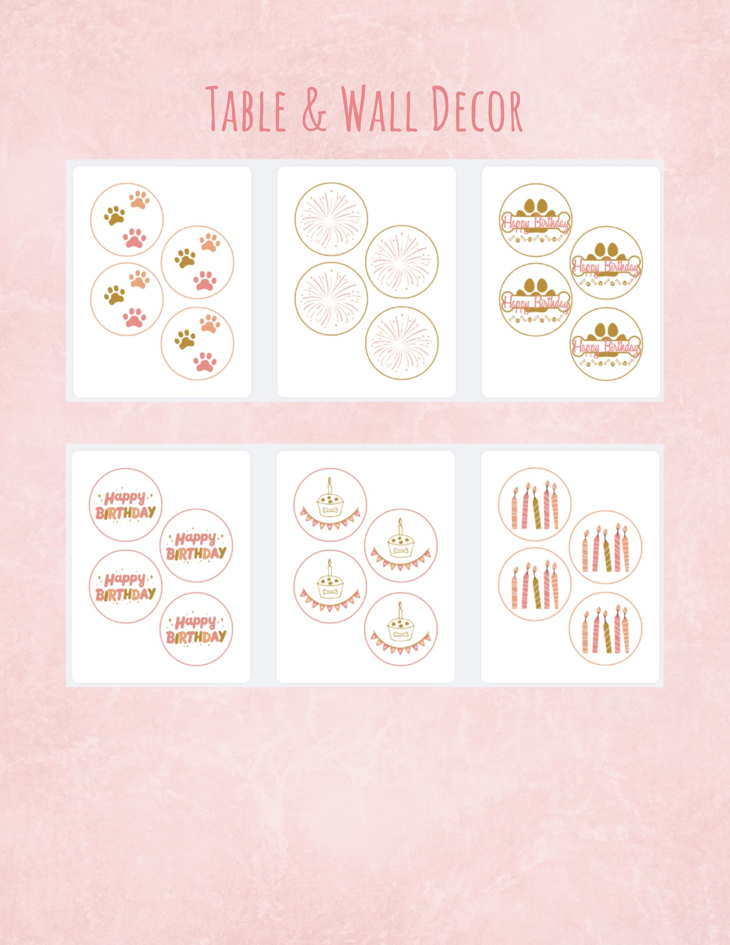 Printable Pet Birthday Decor- Blush