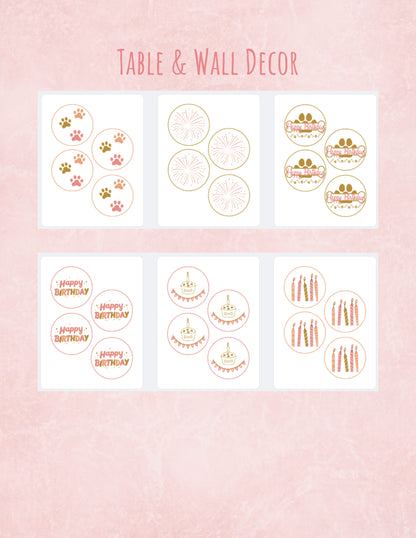 Printable Pet Birthday Decor- Blush