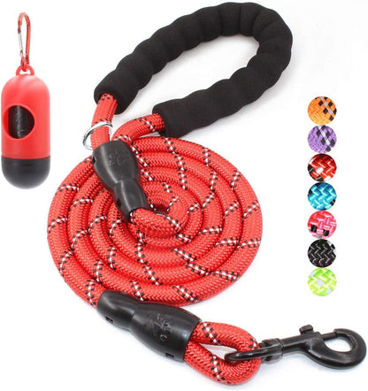 2/4/5/6 FT Dog Leash with Comfortable Padded Handle and Highly Reflective Threads for Small Medium and Large Dogs (5FT-1/2'', Black)