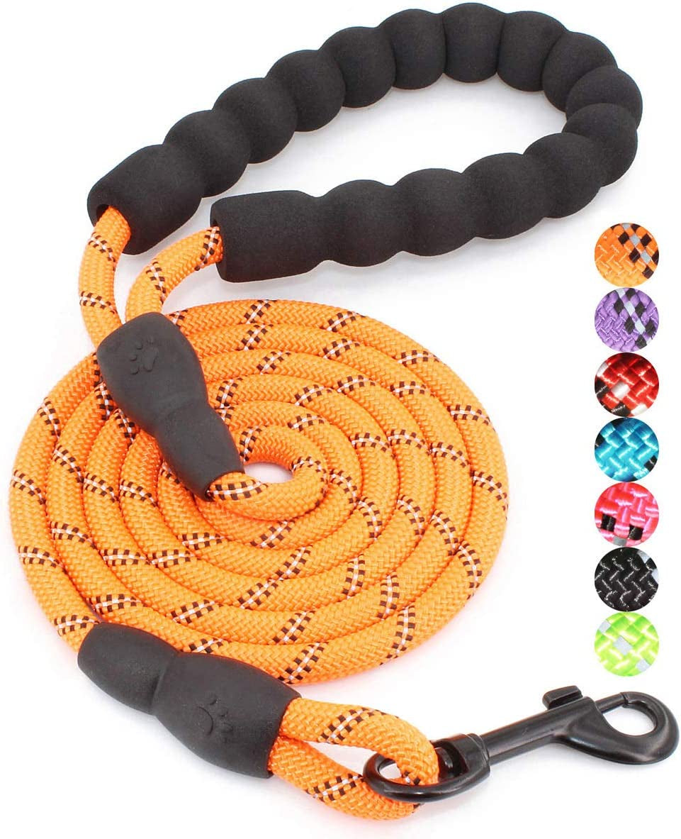 2/4/5/6 FT Dog Leash with Comfortable Padded Handle and Highly Reflective Threads for Small Medium and Large Dogs (5FT-1/2'', Black)
