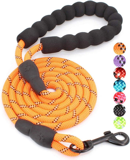 2/4/5/6 FT Dog Leash with Comfortable Padded Handle and Highly Reflective Threads for Small Medium and Large Dogs (5FT-1/2'', Black)