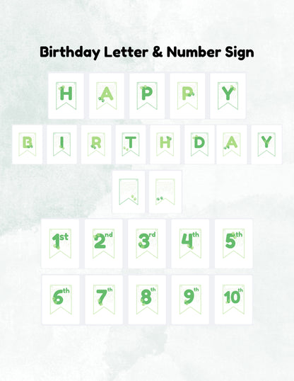 Printable Pet Birthday Decor- Green