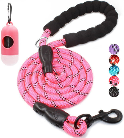 2/4/5/6 FT Dog Leash with Comfortable Padded Handle and Highly Reflective Threads for Small Medium and Large Dogs (5FT-1/2'', Black)