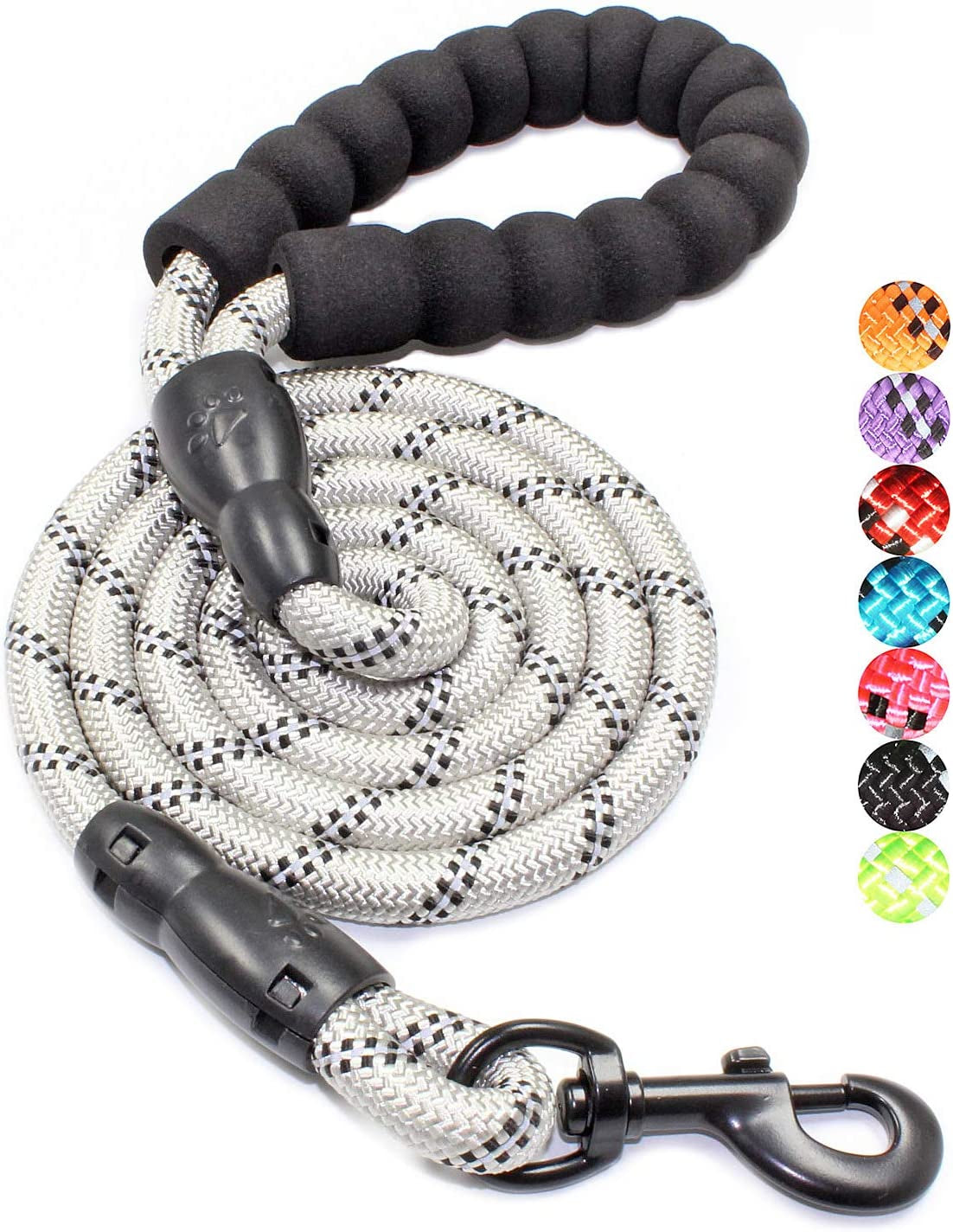 2/4/5/6 FT Dog Leash with Comfortable Padded Handle and Highly Reflective Threads for Small Medium and Large Dogs (5FT-1/2'', Black)