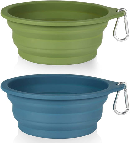 2-Pack Collapsible Dog Bowls – 600ml Travel Pet Feeding Bowls with Integrated Mold Design, No Plastic Rim 