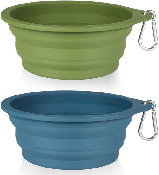 2-Pack Collapsible Dog Bowls – 600ml Travel Pet Feeding Bowls with Integrated Mold Design, No Plastic Rim 