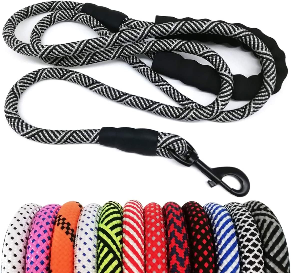 Heavy Duty Rope Dog Leash, Nylon Pet Leash, Soft Padded Handle Thick Lead Leashes