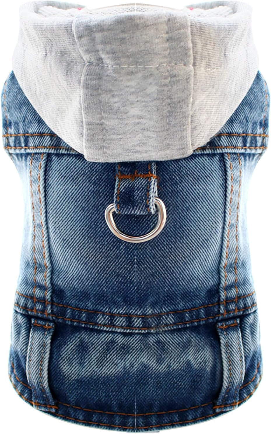 Cool Dog Jean Jacket Small Puppy Outfits Frenchie Clothes Denim Coats for Small Medium Dogs Cats Boys Girls Pet Vest Dog Shirt Clothing Doggy Costume (Blue, Xs（Suggest 2-4 Lbs）)