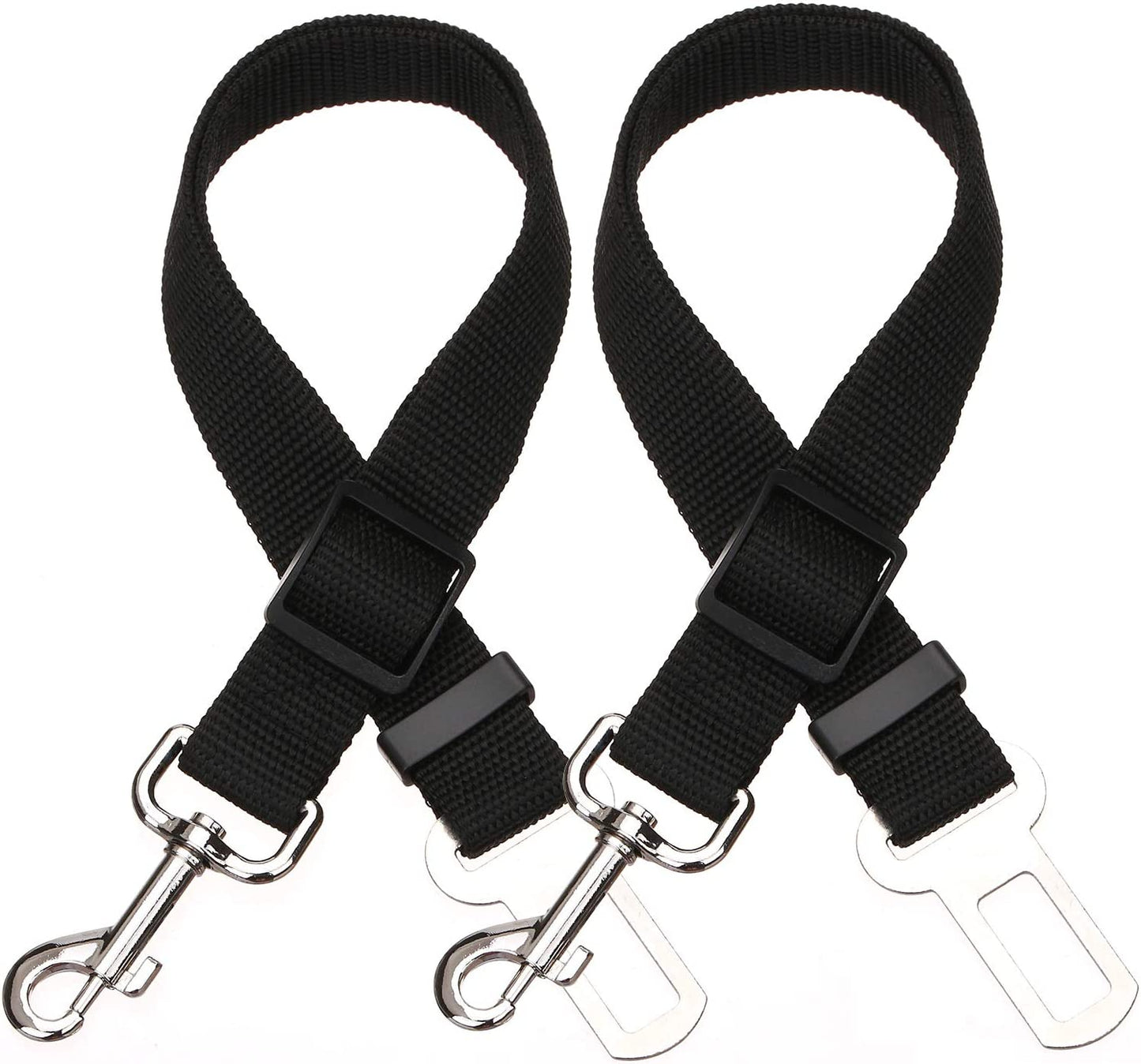 2 Packs Adjustable Length Pet Dog Cat Car Seat Belt Pet Seat Belt Pet Accessories for Dogs Cats and Pets (Black Pink)