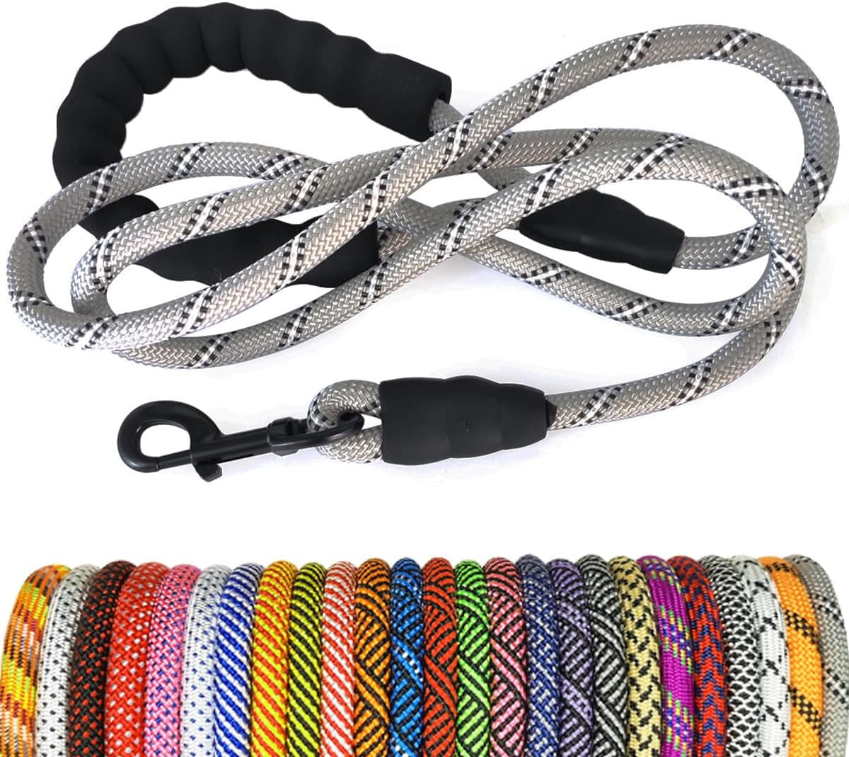 Heavy Duty Rope Dog Leash, Nylon Pet Leash, Soft Padded Handle Thick Lead Leashes