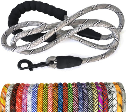 Heavy Duty Rope Dog Leash, Nylon Pet Leash, Soft Padded Handle Thick Lead Leashes
