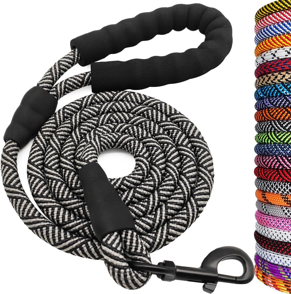 Heavy Duty Rope Dog Leash, Nylon Pet Leash, Soft Padded Handle Thick Lead Leashes