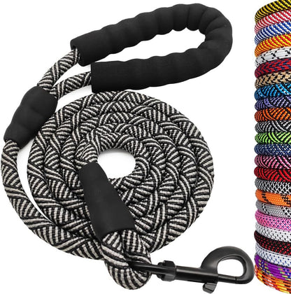 Heavy Duty Rope Dog Leash, Nylon Pet Leash, Soft Padded Handle Thick Lead Leashes