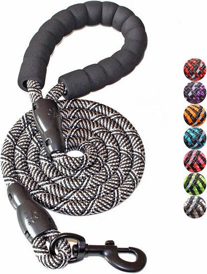 2/4/5/6 FT Dog Leash with Comfortable Padded Handle and Highly Reflective Threads for Small Medium and Large Dogs (5FT-1/2'', Black)