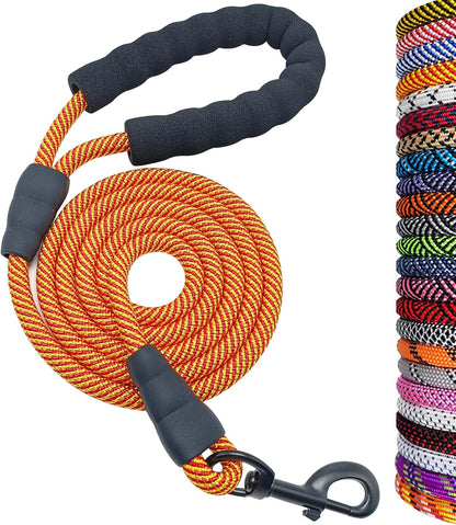 Heavy Duty Rope Dog Leash, Nylon Pet Leash, Soft Padded Handle Thick Lead Leashes