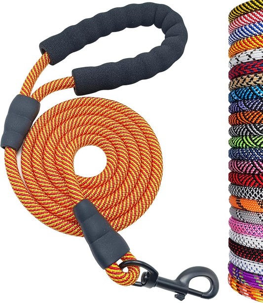 Heavy Duty Rope Dog Leash, Nylon Pet Leash, Soft Padded Handle Thick Lead Leashes