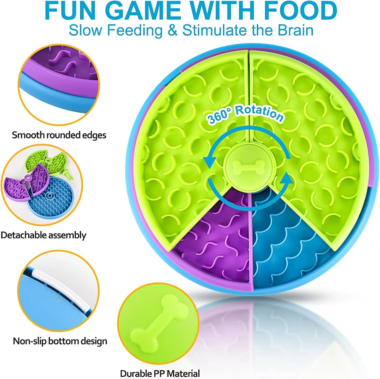 Interactive Dog Puzzle Slow Feeder Bowl – Detachable 3-Layer Enrichment Toy