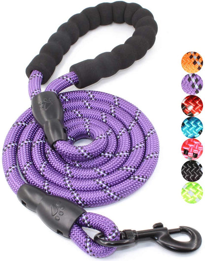 2/4/5/6 FT Dog Leash with Comfortable Padded Handle and Highly Reflective Threads for Small Medium and Large Dogs (5FT-1/2'', Black)