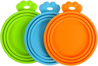 5 Pack Silicone Pet Can Cover Lids, Universal Size for Dog Cat Food, 1 Fit 3 Standard Size Can Tops, BPA Free Dishwasher Safe (Blue, Green, Orange, Pink, Yellow)