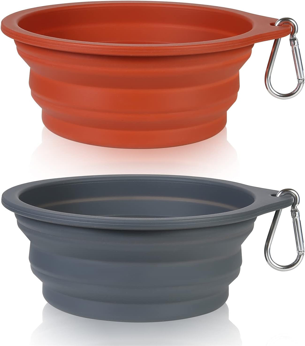 2-Pack Collapsible Dog Bowls – 600ml Travel Pet Feeding Bowls with Integrated Mold Design, No Plastic Rim 