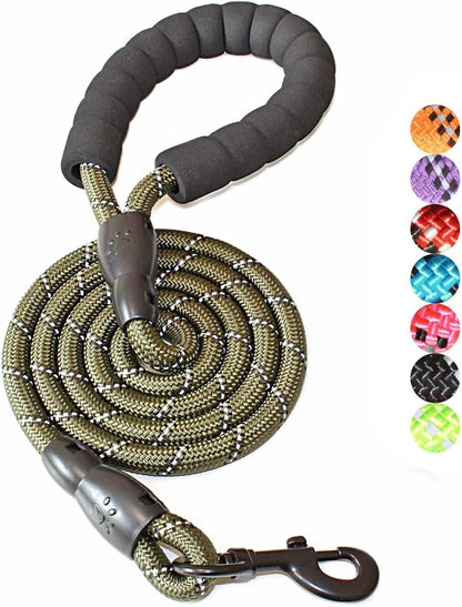 2/4/5/6 FT Dog Leash with Comfortable Padded Handle and Highly Reflective Threads for Small Medium and Large Dogs (5FT-1/2'', Black)