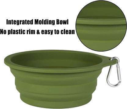 2-Pack Collapsible Dog Bowls – 600ml Travel Pet Feeding Bowls with Integrated Mold Design, No Plastic Rim 