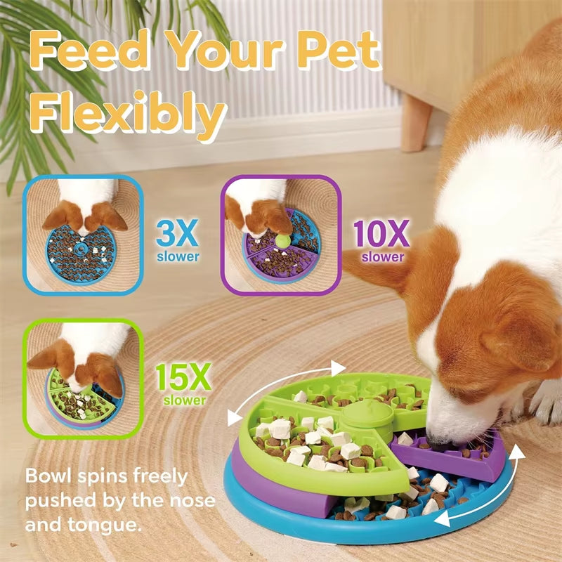 Interactive Dog Puzzle Slow Feeder Bowl – Detachable 3-Layer Enrichment Toy