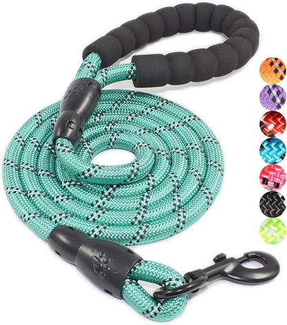 2/4/5/6 FT Dog Leash with Comfortable Padded Handle and Highly Reflective Threads for Small Medium and Large Dogs (5FT-1/2'', Black)