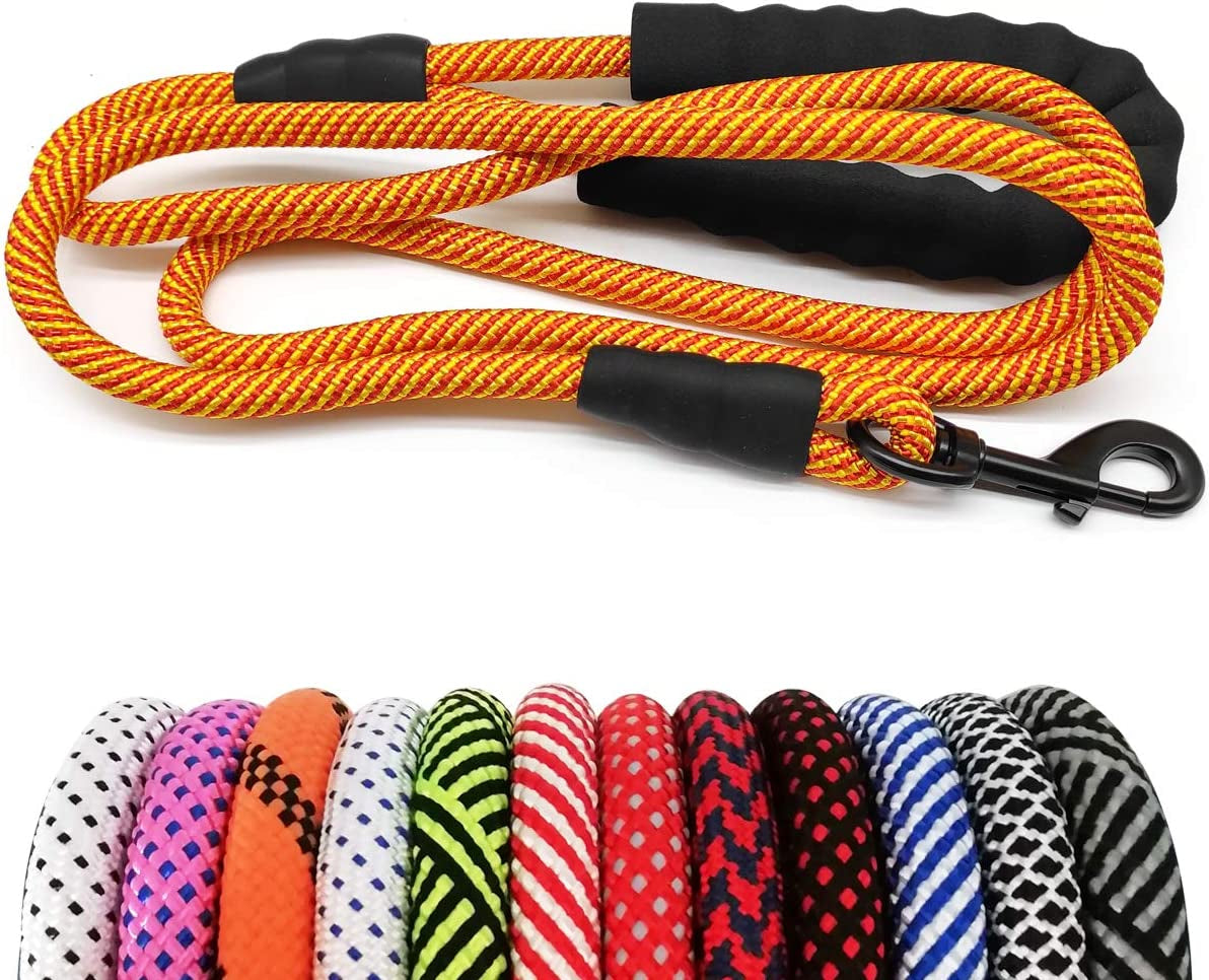 Heavy Duty Rope Dog Leash, Nylon Pet Leash, Soft Padded Handle Thick Lead Leashes