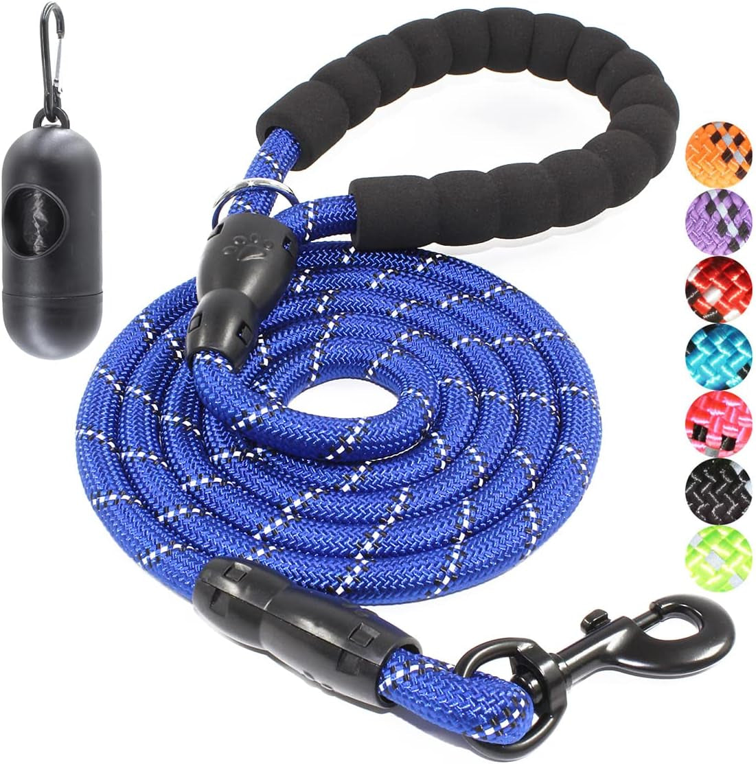 2/4/5/6 FT Dog Leash with Comfortable Padded Handle and Highly Reflective Threads for Small Medium and Large Dogs (5FT-1/2'', Black)