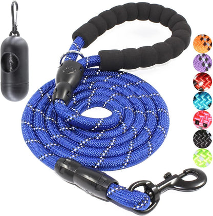 2/4/5/6 FT Dog Leash with Comfortable Padded Handle and Highly Reflective Threads for Small Medium and Large Dogs (5FT-1/2'', Black)