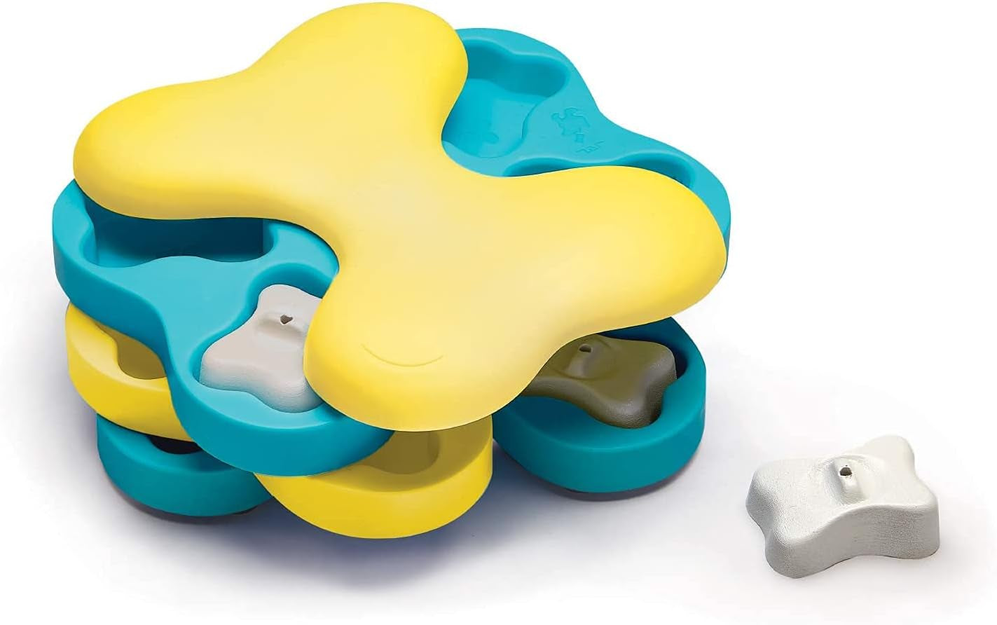 by Nina Ottosson Dog Brick Treat Puzzle Enrichment Toy, Level 2 Intermediate Game, Blue
