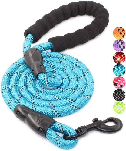 2/4/5/6 FT Dog Leash with Comfortable Padded Handle and Highly Reflective Threads for Small Medium and Large Dogs (5FT-1/2'', Black)